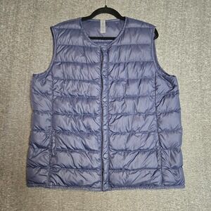 Men's Outdoor Voices Navy Nylon Vest Gilet‎ Lining Size XL Front Button